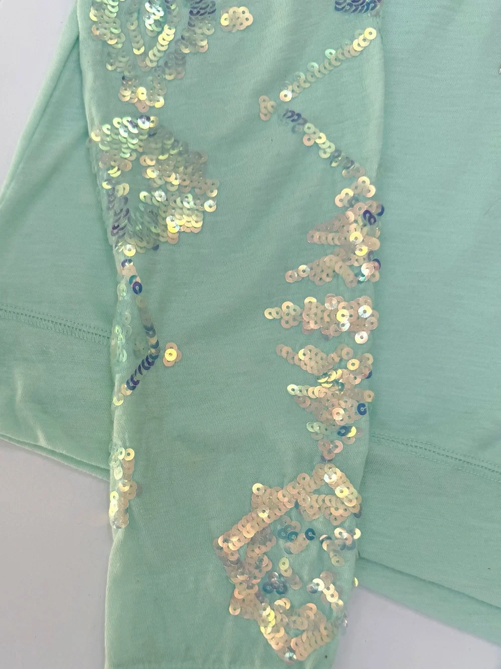 PINK Victoria's Secret Mint Sequin Long Sleeve Tee.